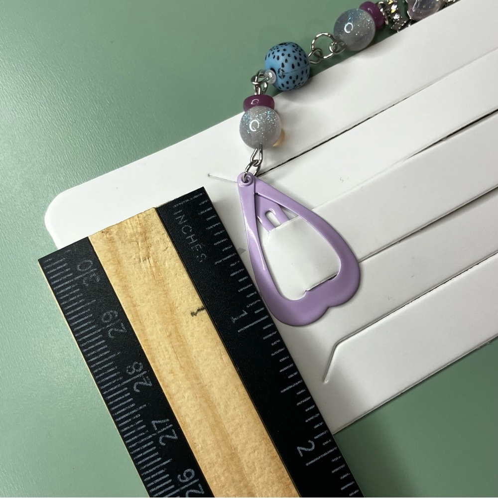 Heart Moon Handmade Beaded Charmed Purple Heart Barrette - Picture 7 of 7